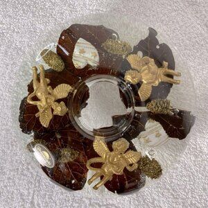 Vintage Dreamlight Germany Handmade Cherub Leaf Vomit Tealight Candle Holder